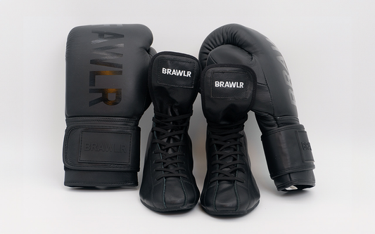 BRAWLR boksset zwart handschoenen en schoenen