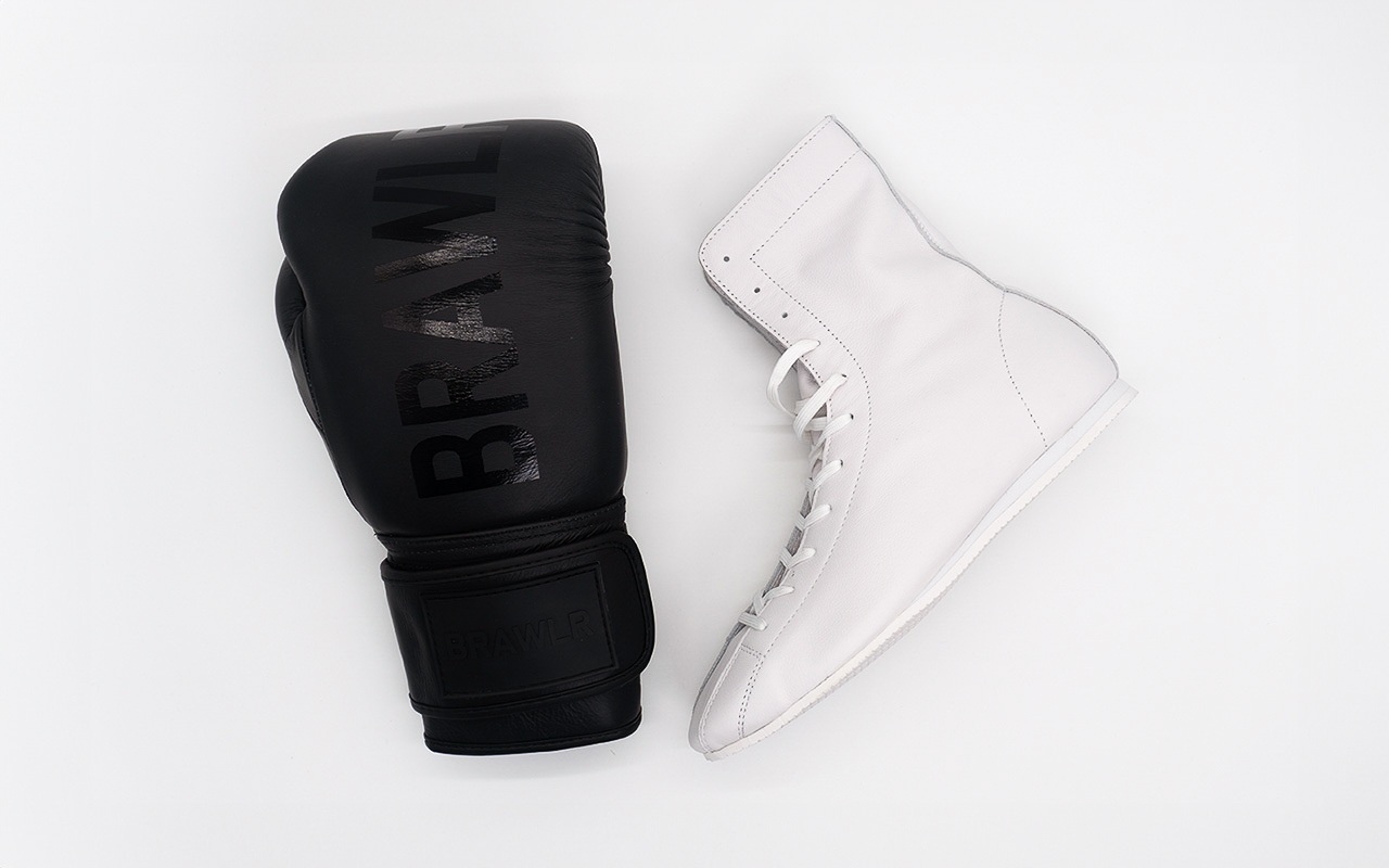 BRAWLR boksset handschoenen en schoenen zwart wit
